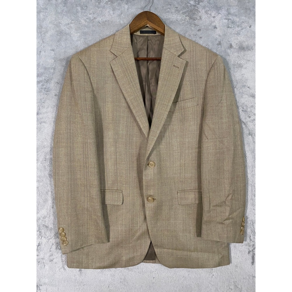Lauren Ralph Lauren Blazer 40R Tan Silk Wool Herringbone Sport Coat 2-Button